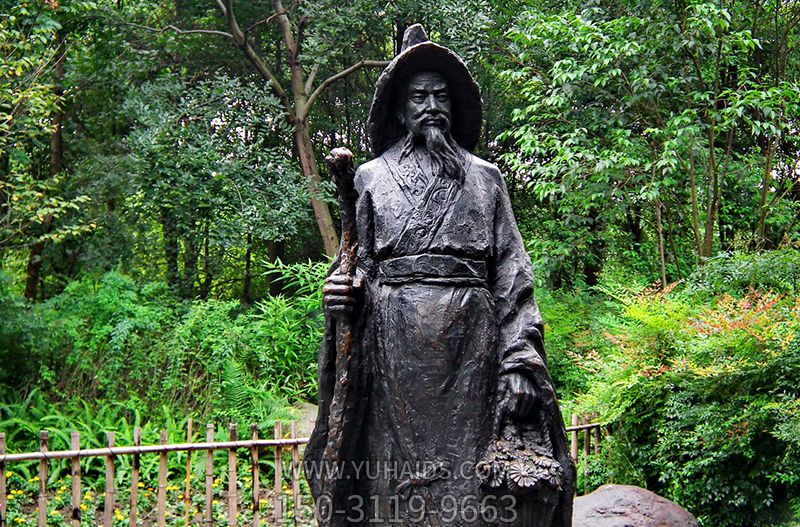 中國古代著名文學(xué)家東晉田園詩人陶淵明銅雕塑