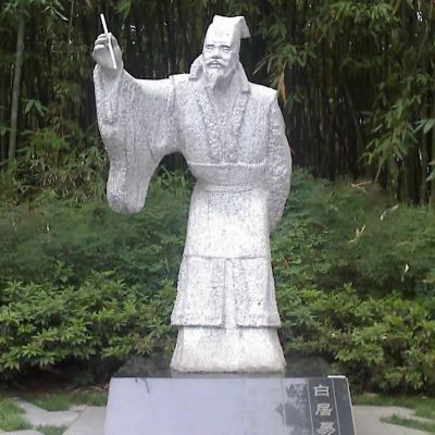 公園創意漢白玉歷史名人白居易雕塑