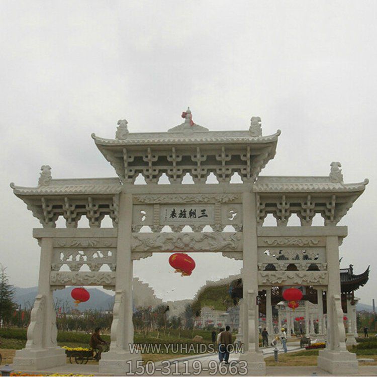 鄉村景點大型大理石石雕牌坊雕塑