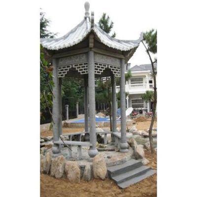 青石仿古建家用庭院六角石亭子