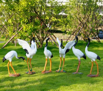 公園玻璃鋼彩繪創意鶴雕塑