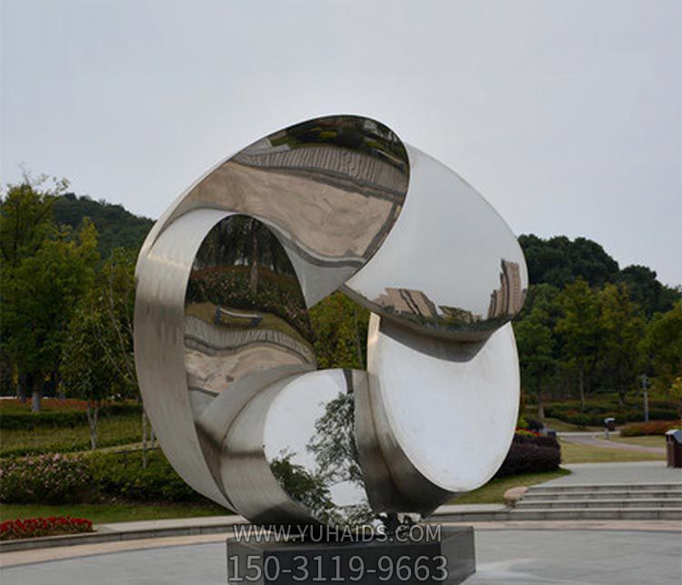 戶外公園大型不銹鋼抽象花朵雕塑