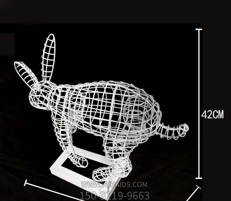 室內裝飾一只不銹鋼鏤空兔子雕塑