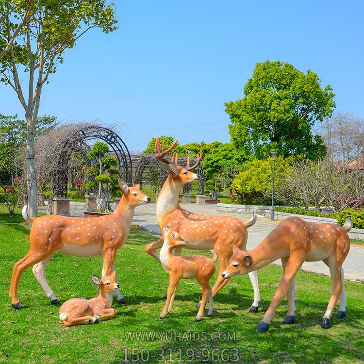 梅花鹿玻璃鋼仿生動物雕塑