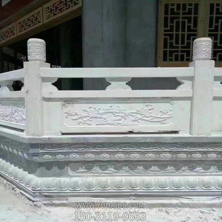 中式仿古石雕漢白玉欄板景點寺廟臺階防護圍欄雕塑