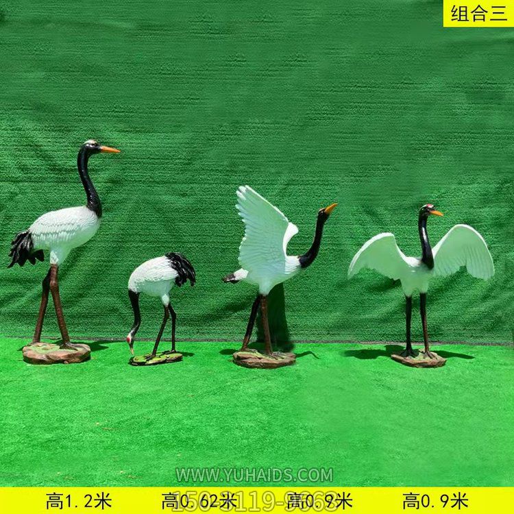 玻璃鋼仿真動物景觀擺件戶外景區仙鶴雕塑