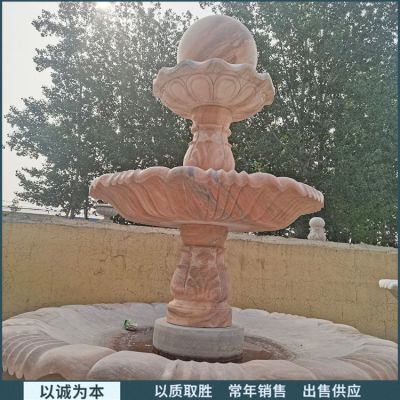 大理石石雕園林晚霞紅石雕噴泉