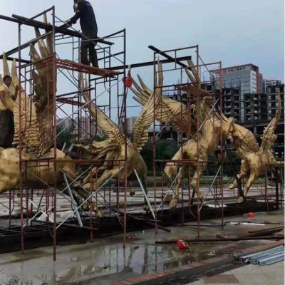 城市街道玻璃鋼仿銅動物景觀馬雕塑