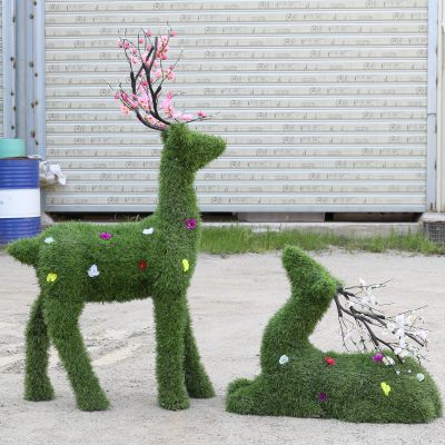 公園景區不銹鋼綠植梅花鹿雕塑