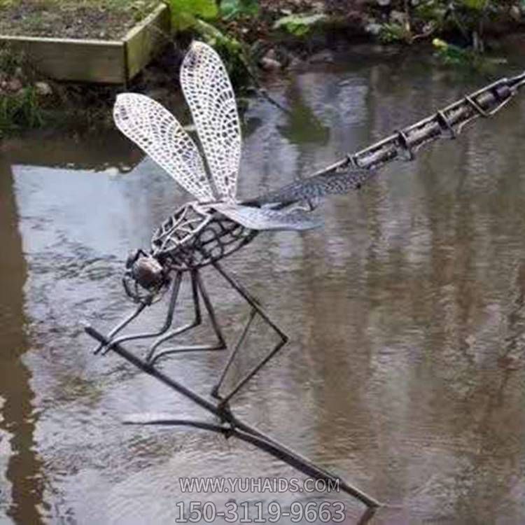 水景公園戶外不銹鋼抽象鏤空蜻蜓雕塑