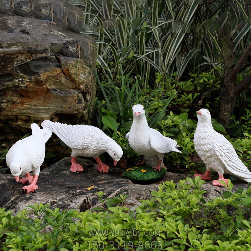 公園戶外池塘邊仿真動物玻璃鋼材質鴿子雕塑