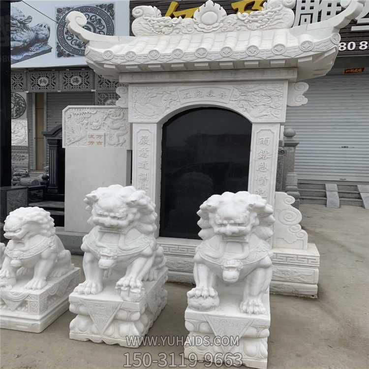 天然石材漢白玉石雕獅子寺院景區大門擺放雕塑