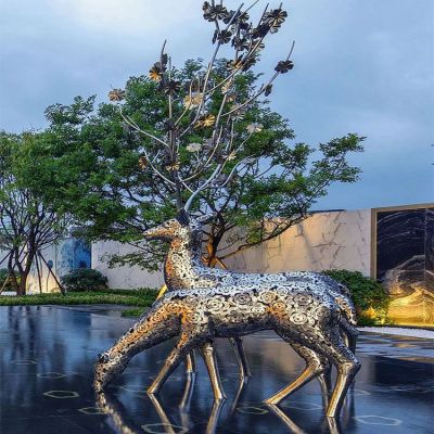 不銹鋼創意鏤空水景梅花鹿