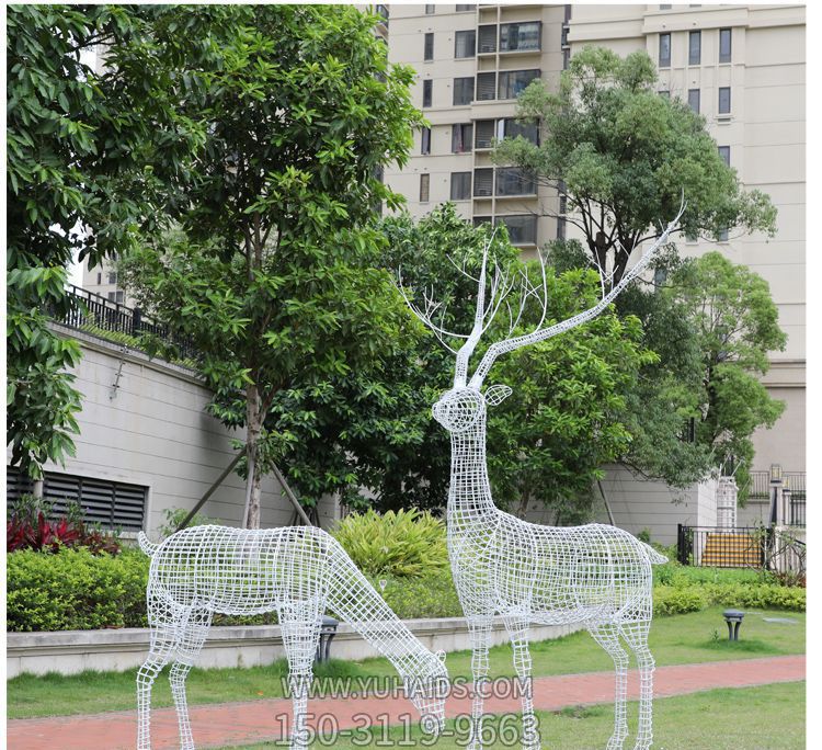 公園鏤空創(chuàng)意戶外園林景觀梅花鹿雕塑